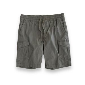 Hedge Men’s Olive Green Cargo Shorts S Elastic Waist Gorpcore Hiking Utility 9"